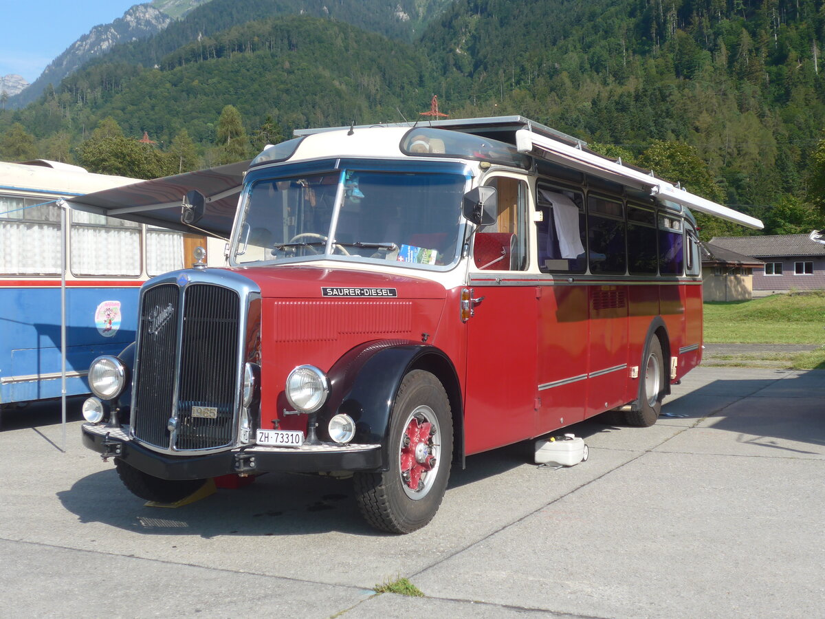 (227'502) - Morger, Horgenberg - ZH 73'310 - Saurer/T�scher (ex P 23'167; ex Casper, Lenzerheide) am 21. August 2021 in Interlaken, Flugplatz