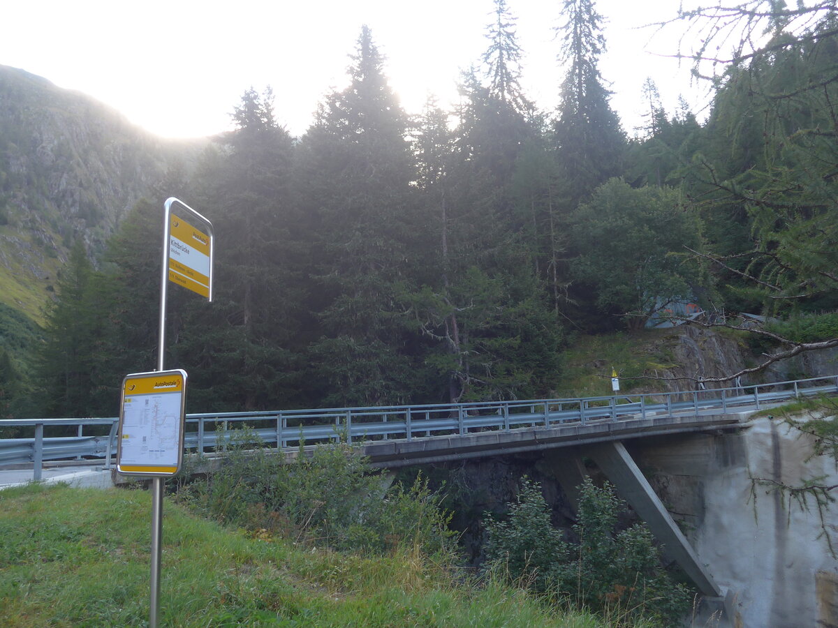 (227'663) - PostAuto-Haltestelle am 30. August 2021 in Ulrichen, Kittbr�cke