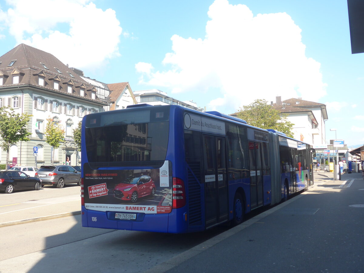 (227'793) - VZO Gr�ningen - Nr. 106/ZH 745'106 - Mercedes am 4. September 2021 beim Bahnhof Rapperswil