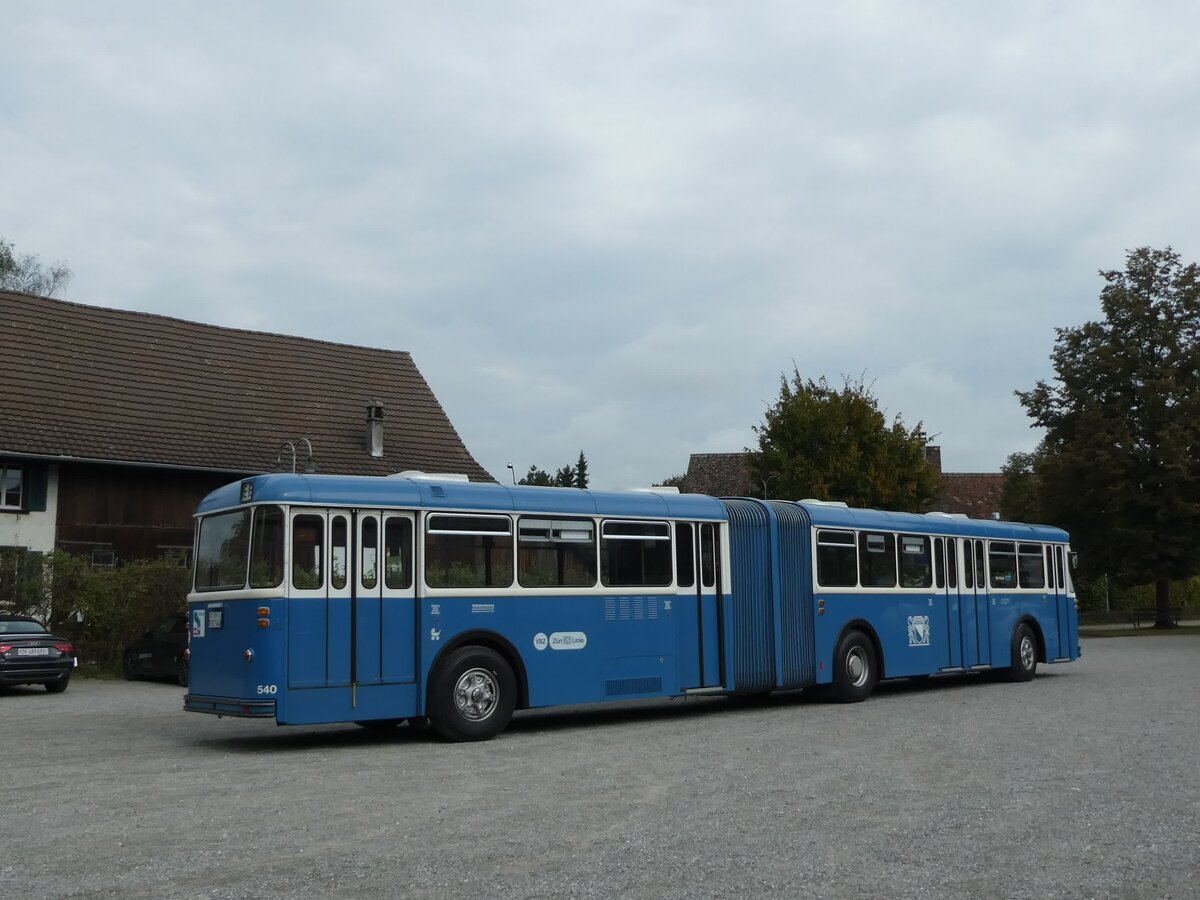 (228'356) - VBZ Z�rich (TMZ) - Nr. 540/ZH 187'540 - Saurer/Saurer (ex Nr. 7540; ex Nr. 540) am 26. September 2021 in Marthalen, Gasthof zum R�ssli