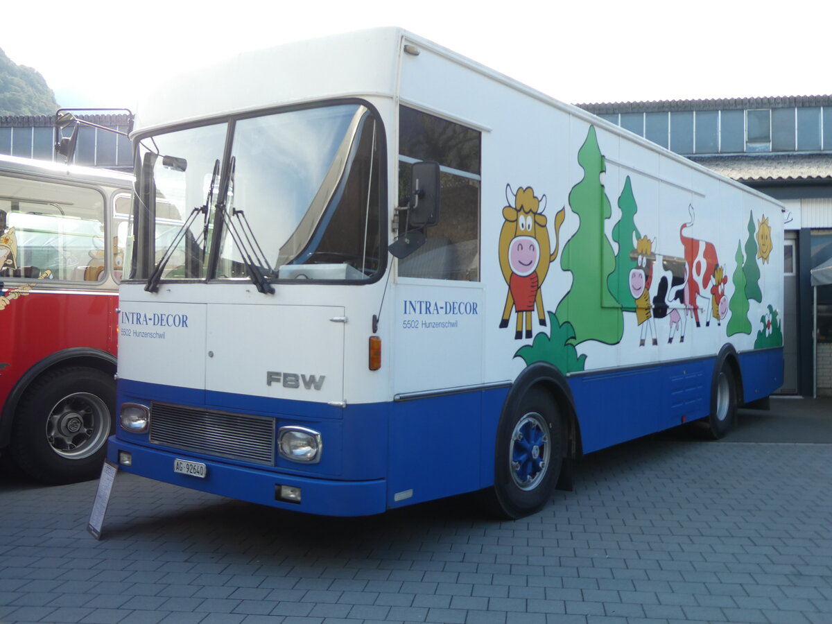 (228'506) - Intra-Decor, Hunzenschwil - AG 92'640 - FBW/FHS (ex Aargauische Zentral-Molkerei, Suhr; ex Coop, Pratteln) am 2. Oktober 2021 in N�fels, FBW-Museum