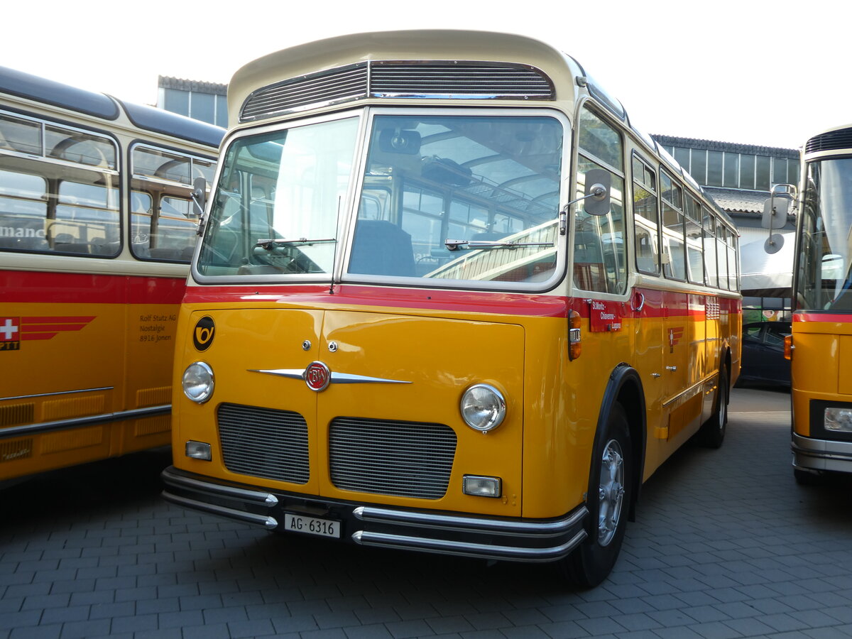 (228'509) - Stutz, Jonen - AG 6316 - FBW/Gangloff (ex Londonbus, Holziken; ex Furter, Oberentfelden; ex P 24'167) am 2. Oktober 2021 in N�fels, FBW-Museum