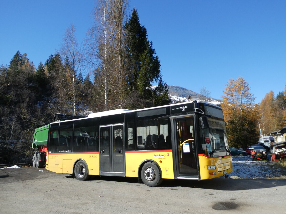 (230'017) - Bossi&Hemmi, Tiefencastel - GR 154'013 - MAN/G�ppel (ex Zegg, Samnaun) am 6. November 2021 in Tiefencastel, Garage