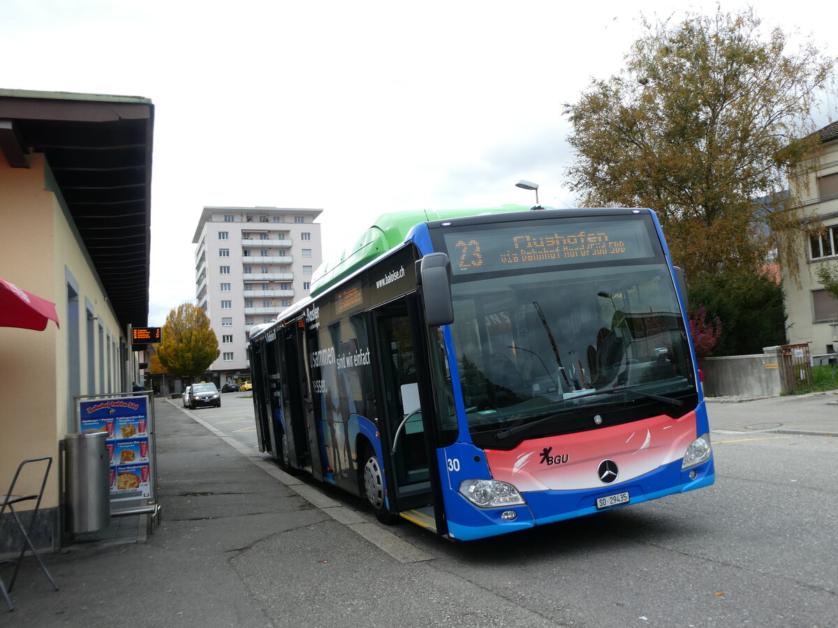 (230'163) - BGU Grenchen - Nr. 30/SO 29'435 - Mercedes am 8. November 2021 beim Bahnhof Grenchen S�d