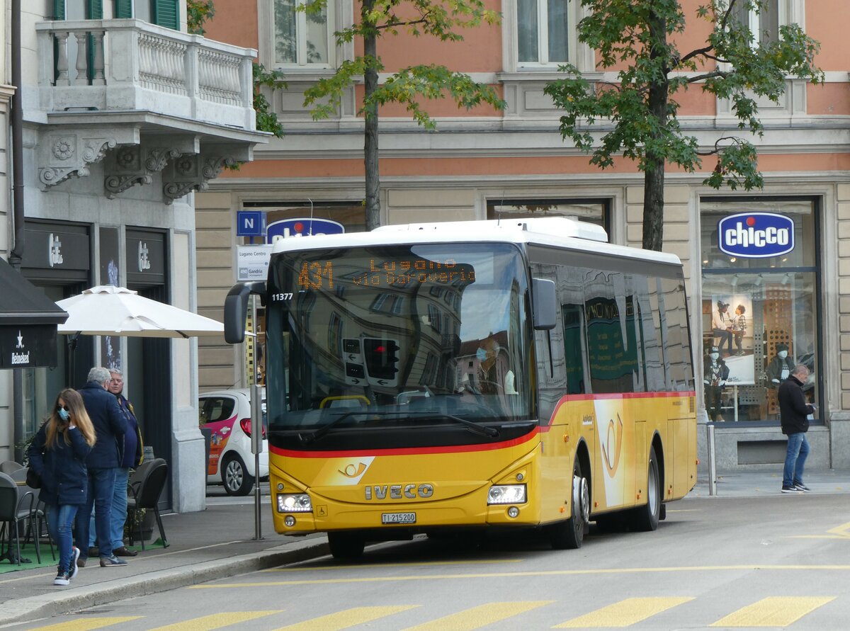 (230'354) - AutoPostale Ticino - TI 215'200 - Iveco (ex Vorf�hrfahrzeug) am 10. November 2021 in Lugano, Centro