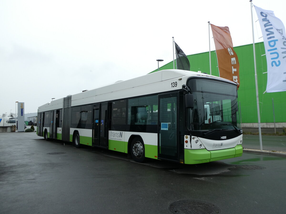 (231'001) - transN, La Chaux-de-Fonds - Nr. 139 - Hess/Hess Gelenktrolleybus (ex TN Neuch�tel Nr. 139) am 28. November 2021 in Kerzers, Interbus
