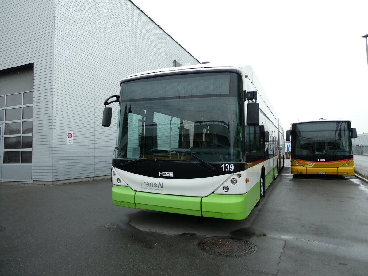 (231'002) - transN, La Chaux-de-Fonds - Nr. 139 - Hess/Hess Gelenktrolleybus (ex TN Neuch�tel Nr. 139) am 28. November 2021 in Kerzers, Interbus