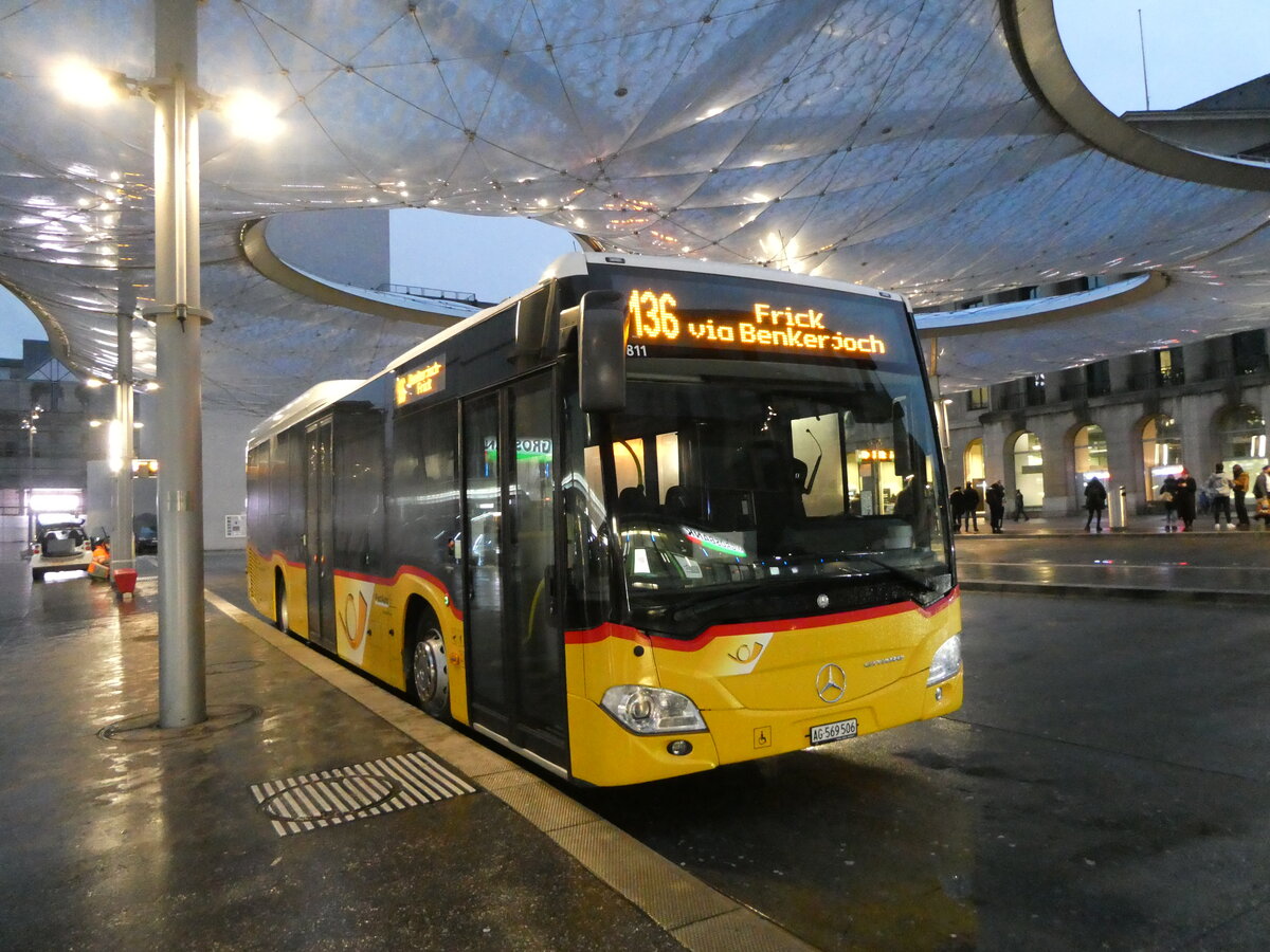 (231'125) - PostAuto Nordschweiz - AG 569'506 - Mercedes (ex Brem, W�lflinswil) am 11. Dezember 2021 beim Bahnhof Aarau