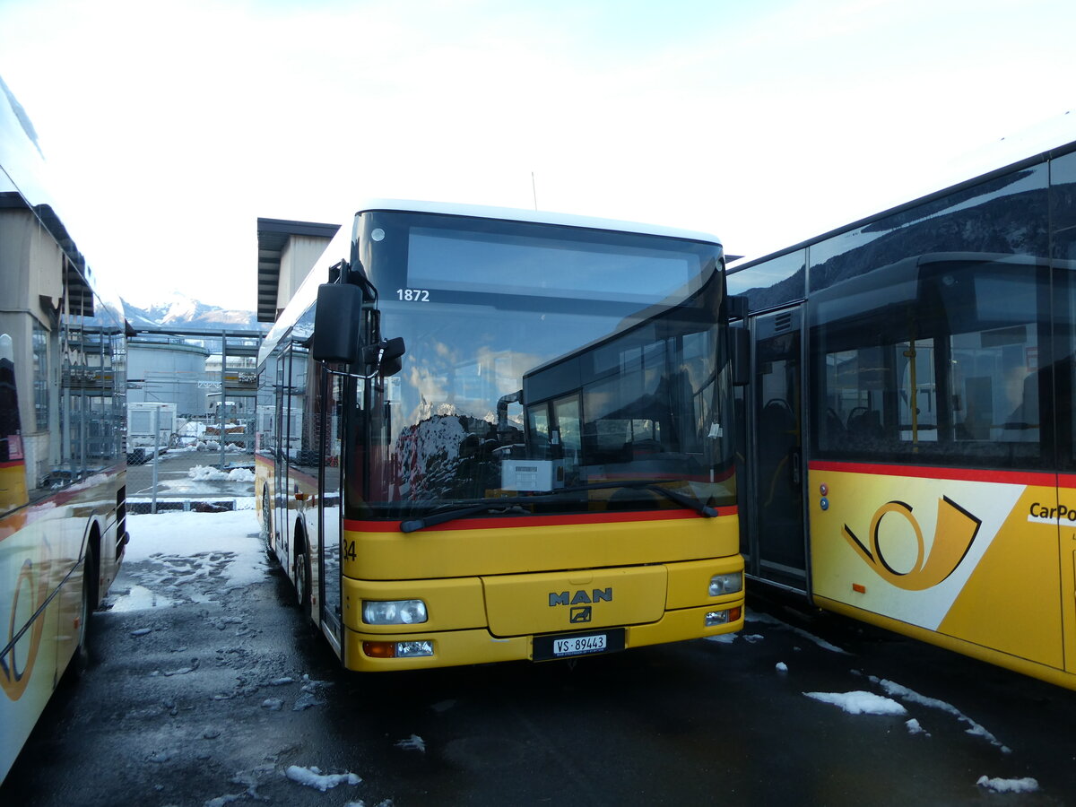 (231'156) - MOB Montreux - Nr. 34/VS 89'443 - MAN/G�ppel (ex TSAR, Sierre; ex PostAuto Bern; ex P 23'032) am 12. Dezember 2021 in Collombey, Garage TPC