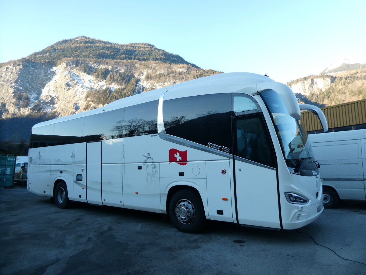 (232'303) - L�mania, Montreux - VS 501'615 - Irizar (Vorf�hrfahrzeug Visa) am 23. Januar 2022 in St-Maurice, Garage