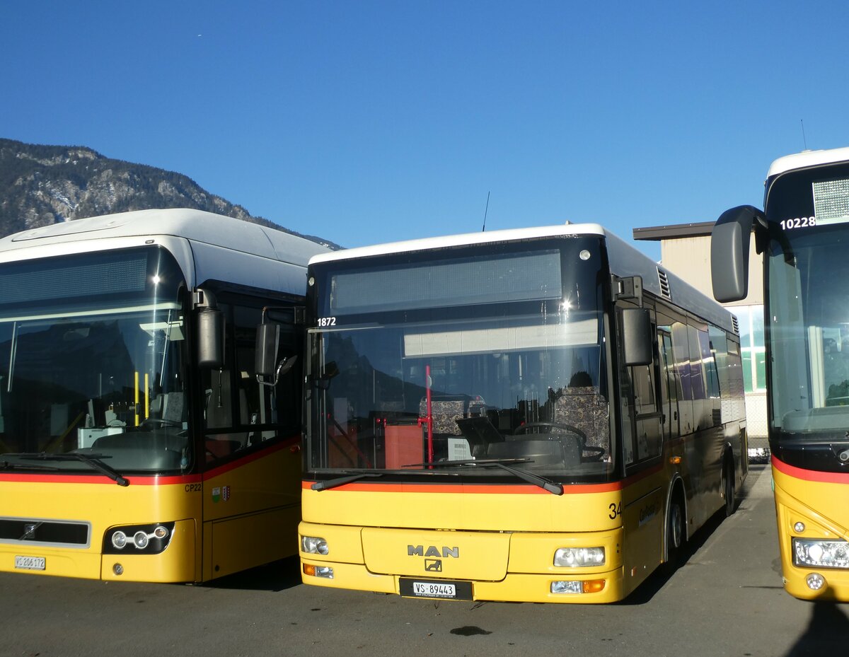 (232'322) - MOB Montreux - Nr. 34/VS 89'443 - MAN/G�ppel (ex TSAR, Sierre; ex PostAuto Bern; ex P 23'032) am 23. Januar 2022 in Collombey, Garage TPC