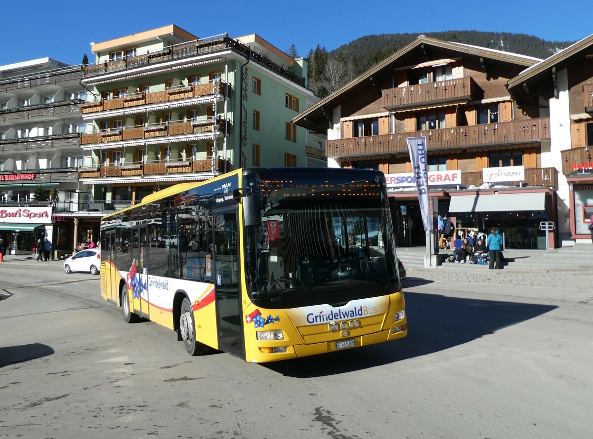(232'873) - Grindelwaldbus, Grindelwald - Nr. 19/BE 363'305 - MAN/G�ppel am 13. Februar 2022 beim Bahnhof Grindelwald