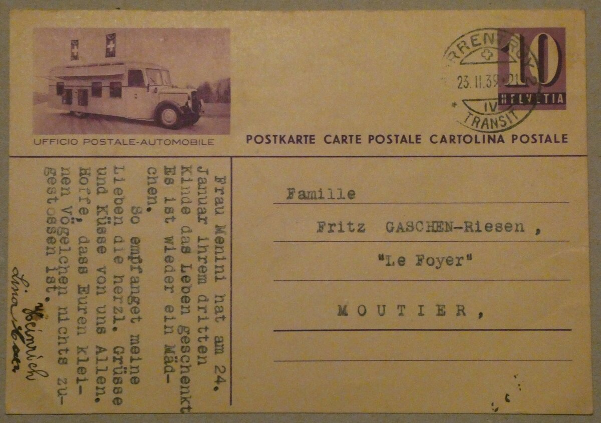 (232'989) - PTT-Postkarte � 10 Rappen - Ufficio Postale-Automobile - am 19. Februar 2022 in Thun