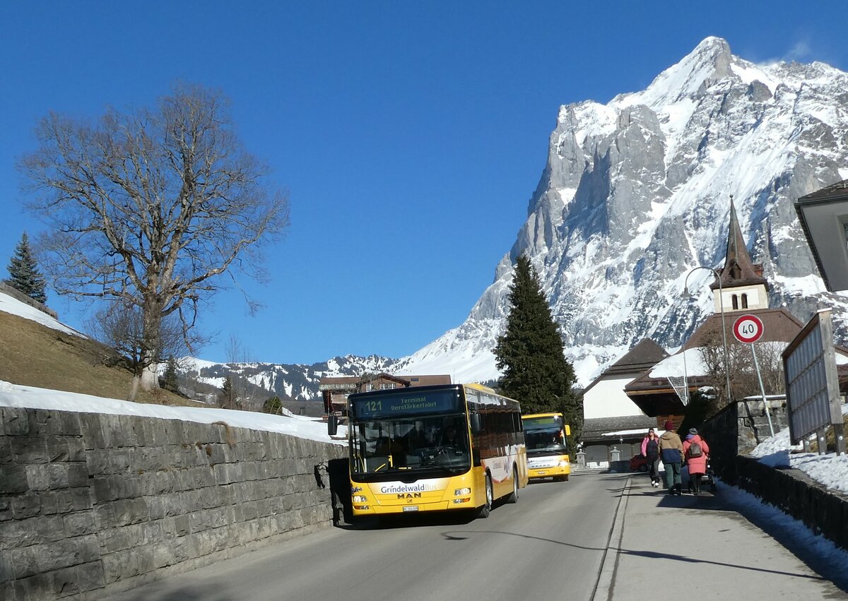 (233'278) - Grindelwaldbus, Grindelwald - Nr. 24/BE 364'408 - MAN/G�ppel am 27. Februar 2022 in Grindelwald, Kirche
