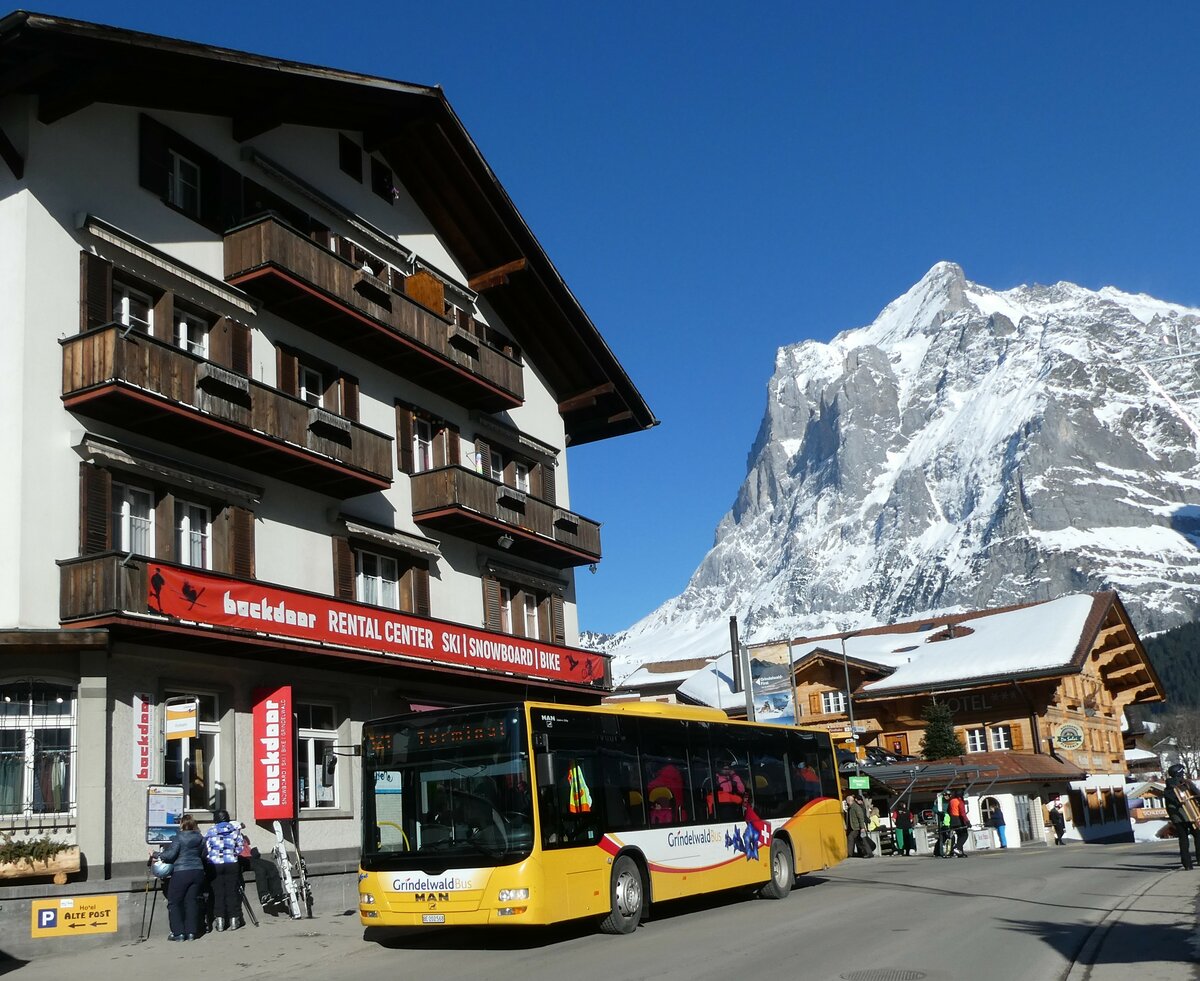(233'287) - Grindelwaldbus, Grindelwald - Nr. 14/BE 202'568 - MAN/G�ppel am 27. Februar 2022 in Grindelwald, Firstbahn