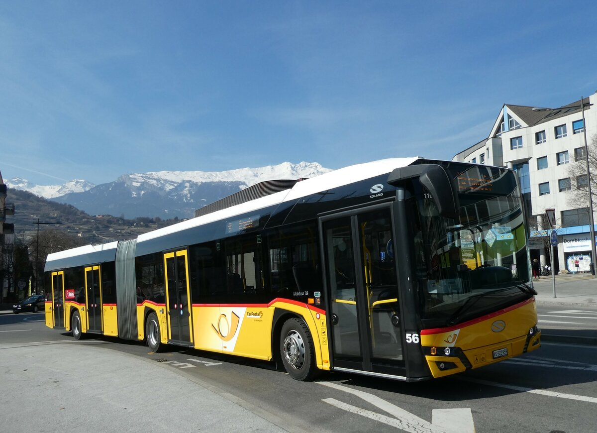 (233'446) - PostAuto Wallis - Nr. 56/VS 522'959 - Solaris am 7. M�rz 2022 beim Bahnhof Sion