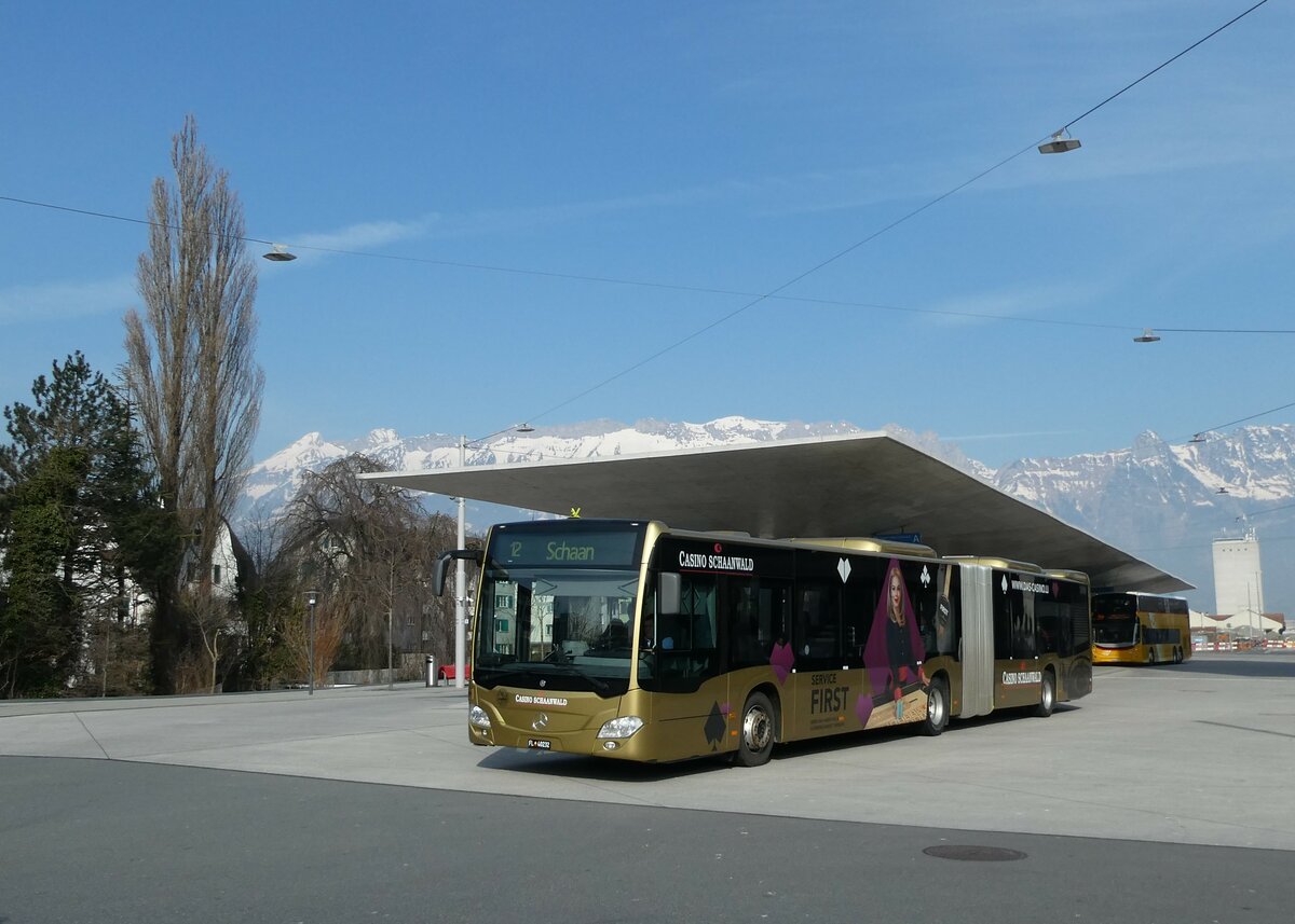 (233'523) - Aus Liechtenstein: BOS PS Anstalt, Vaduz - Nr. 590/FL 40'232 - Mercedes (ex PLA Vaduz Nr. 60) am 8. M�rz 2022 beim Bahnhof Buchs