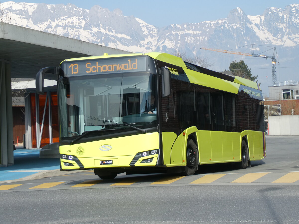 (233'527) - BOS PS anstalt, Vaduz - Nr. 518/FL 40'203 - Solaris am 8. M�rz 2022 beim Bahnhof Schaan