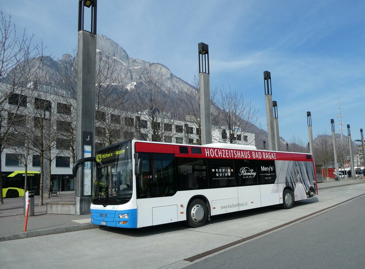 (233'555) - BSW Sargans - Nr. 340/SG 297'513 - MAN am 8. M�rz 2022 beim Bahnhof Sargans