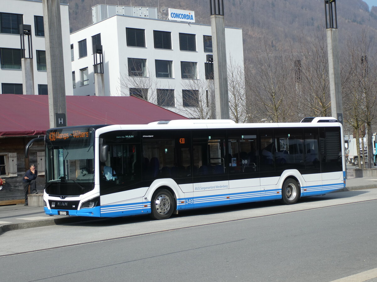 (233'557) - BSW Sargans - Nr. 349/SG 297'519 - MAN am 8. M�rz 2022 beim Bahnhof Sargans