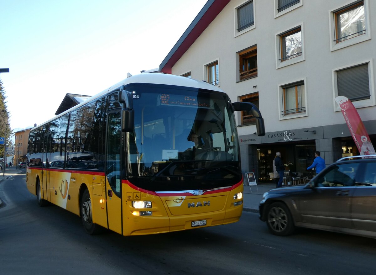(233'621) - PostAuto Graub�nden - GR 173'202 - MAN am 9. M�rz 2022 in Lenzerheide, Post