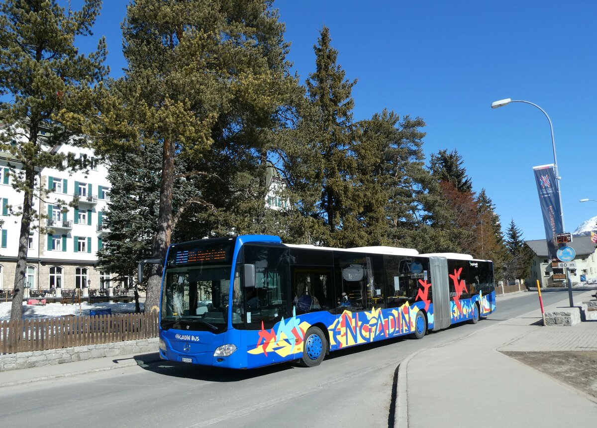 (233'654) - Engadin Bus, St. Moritz - Nr. 92/GR 156'992 - Mercedes (ex VZO Gr�ningen Nr. 151; ex Vorf�hrfahrzeug) am 10. M�rz 2022 in Celerina, Cresta Palace