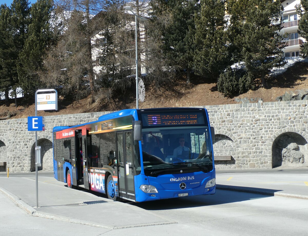 (233'672) - Engadin Bus, St. Moritz - Nr. 112/GR 100'112 - Mercedes am 10. M�rz 2022 beim Bahnhof St. Moritz