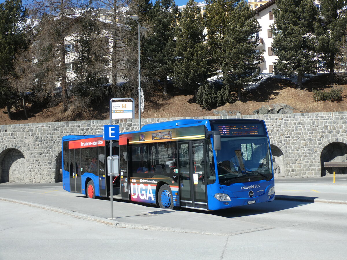 (233'673) - Engadin Bus, St. Moritz - Nr. 112/GR 100'112 - Mercedes am 10. M�rz 2022 beim Bahnhof St. Moritz