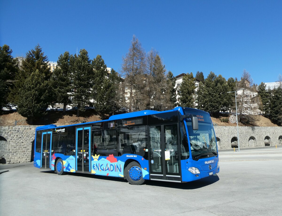 (233'676) - Engadin Bus, St. Moritz - Nr. 111/GR 100'111 - Mercedes am 10. M�rz 2022 beim Bahnhof St. Moritz