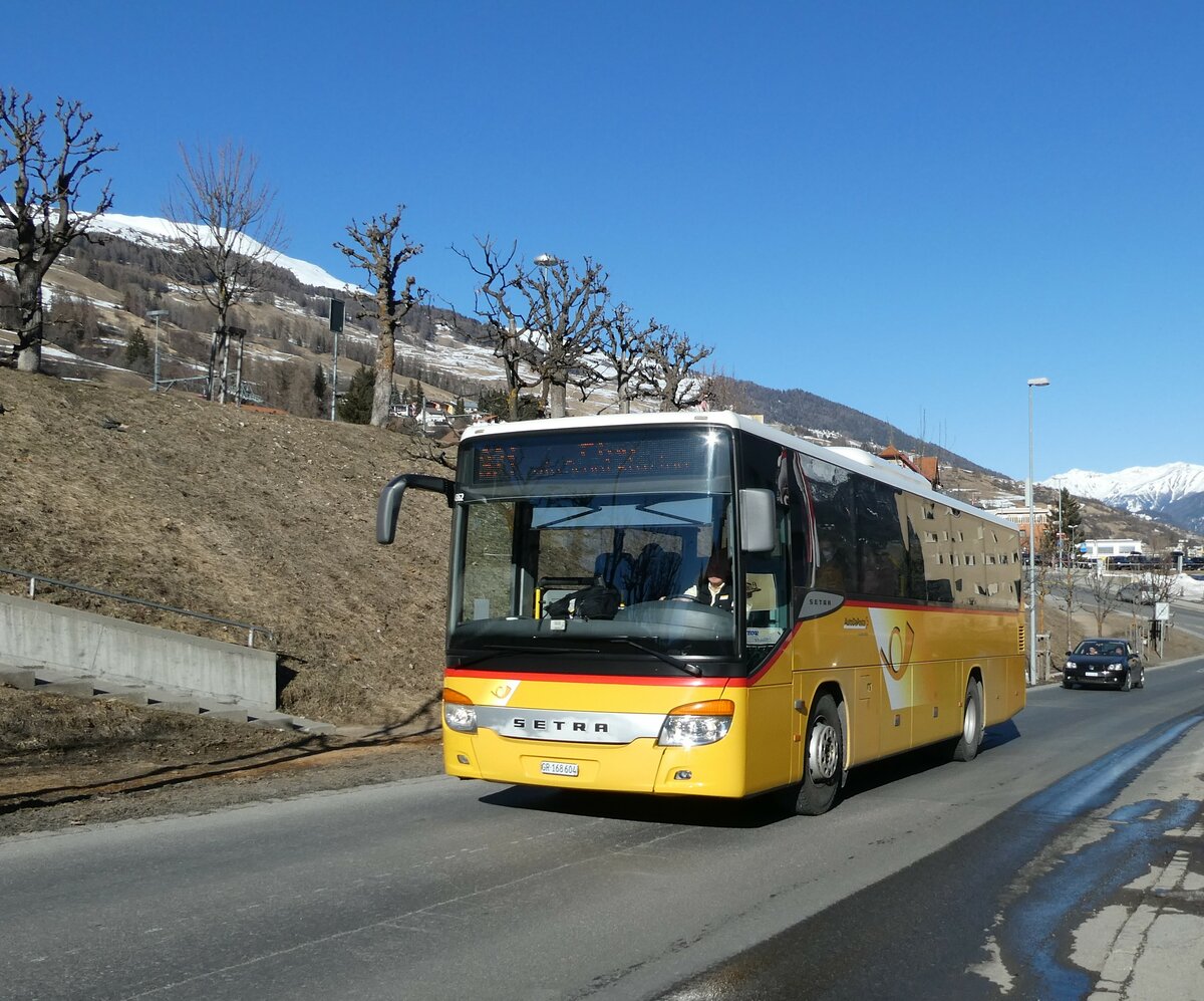 (233'720) - PostAuto Graub�nden - GR 168'604 - Setra (ex Terretaz, Zernez; ex Gessinger, Bad Ragaz) am 10. M�rz 2022 in Scuol, Hotel Altana