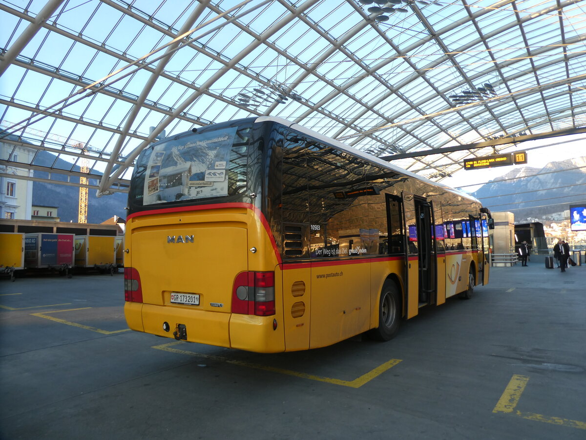 (233'729) - PostAuto Graub�nden - GR 173'201 - MAN am 10. M�rz 2022 in Chur, Postautostation