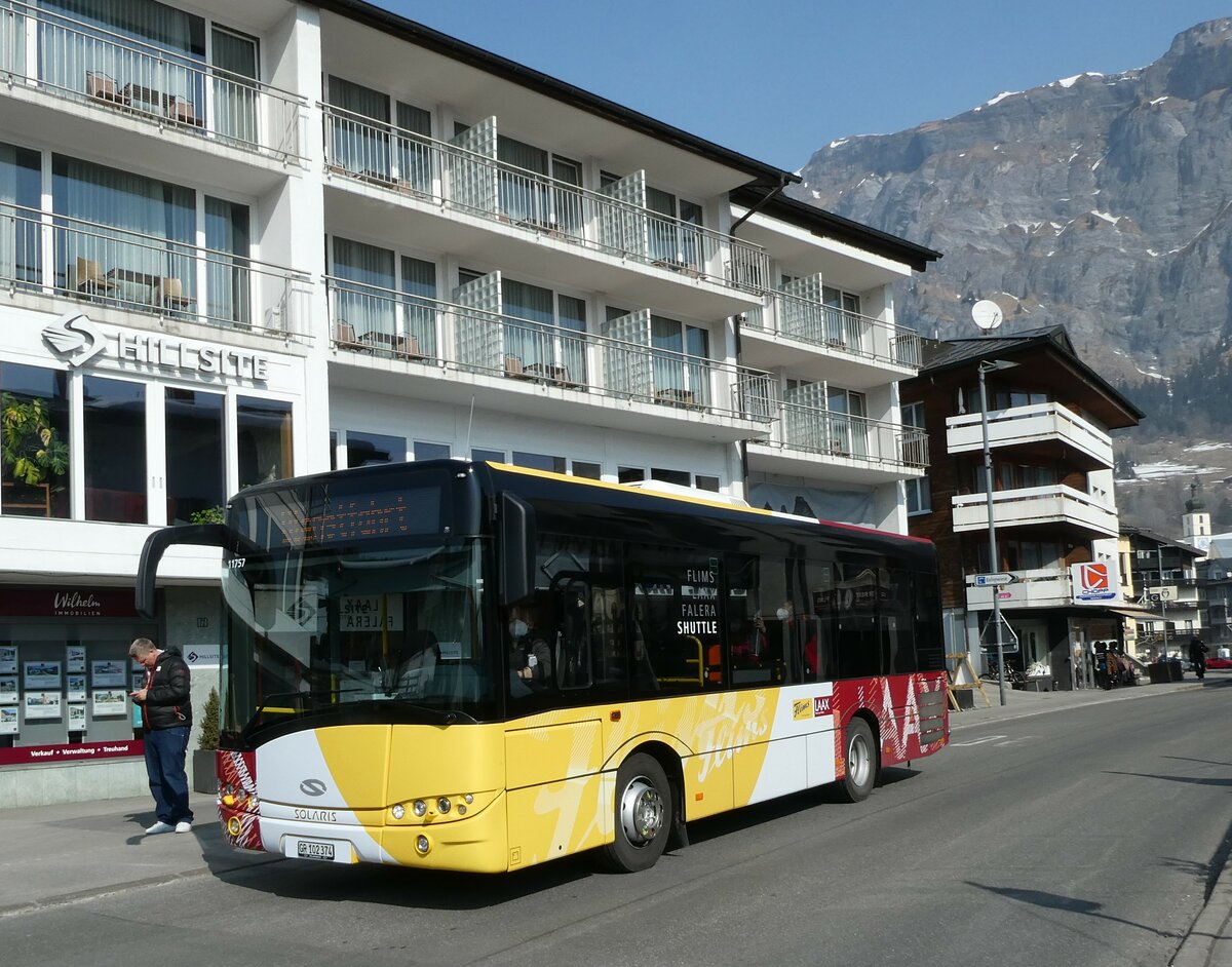 (233'758) - PostAuto Graub�nden - GR 102'374 - Solaris am 11. M�rz 2022 in Flims, Bergbahnen