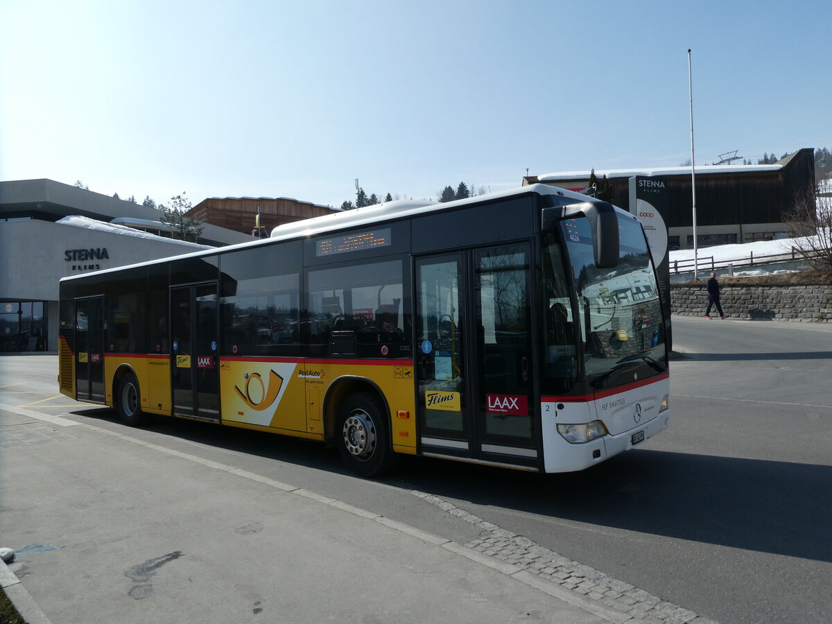 (233'774) - PostAuto Graub�nden - Nr. 2/GR 162'991 - Mercedes (ex PostAuto Nordschweiz) am 11. M�rz 2022 in Flims, Bergbahnen
