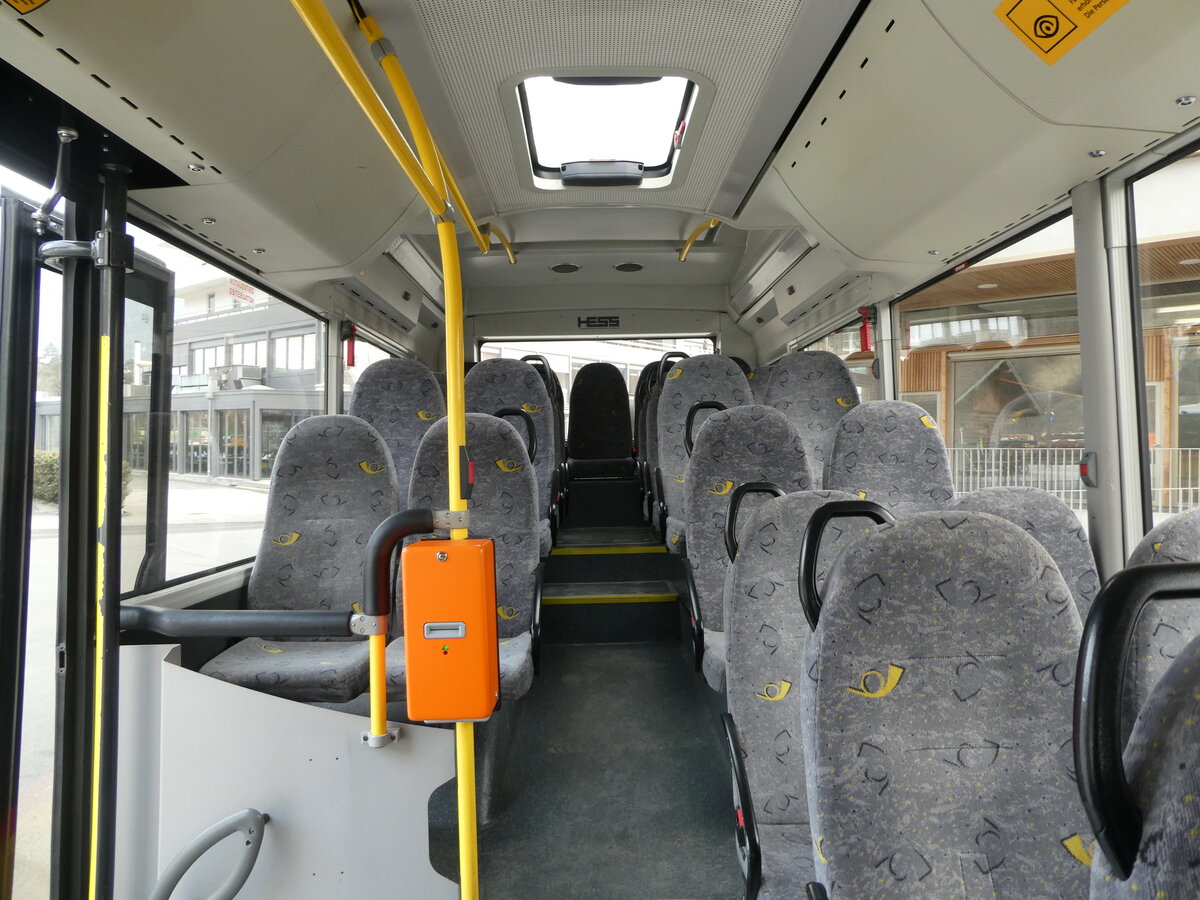 (233'809) - PostAuto Graub�nden - Nr. 8/GR 50'214 - Scania/Hess (ex Fontana, Ilanz Nr. 8) am 11. M�rz 2022 beim Bahnhof Ilanz (Innenaufnahme)