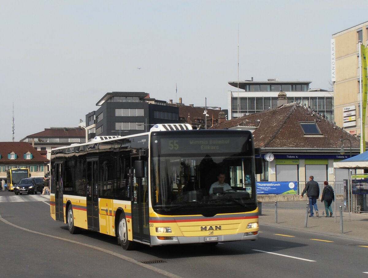 (233'829) - STI Thun - Nr. 130/BE 801'130 - MAN am 12. M�rz 2022 beim Bahnhof Thun