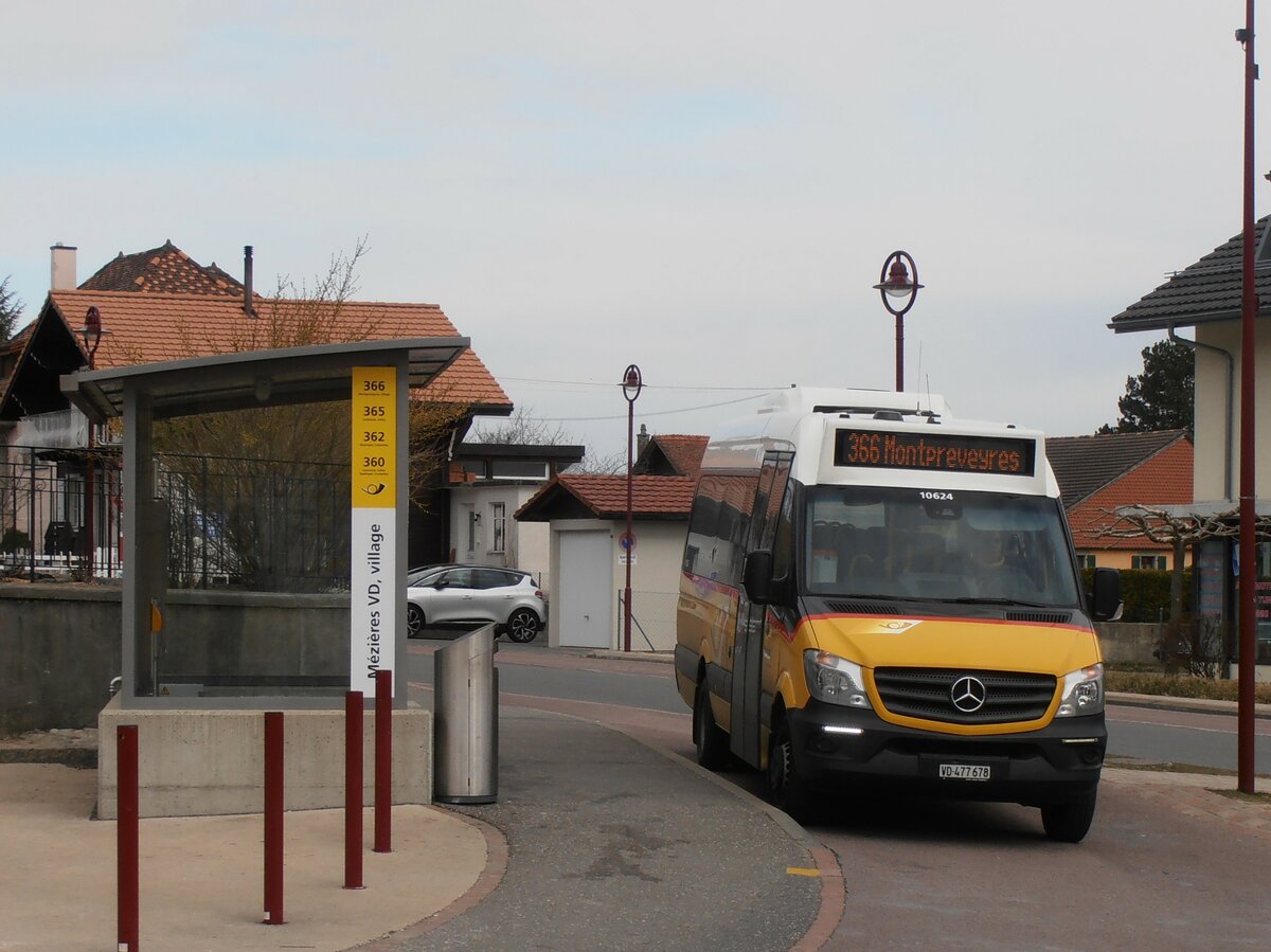 (233'928) - CarPostal Ouest - VD 477'678 - Mercedes (ex Faucherre, Moudon) am 13. M�rz 2022 in M�zi�res, Village