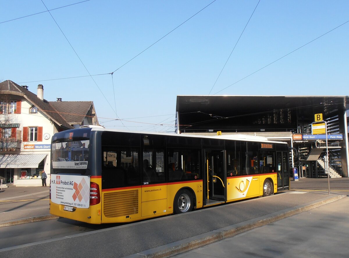 (233'973) - PostAuto Bern - Nr. 536/BE 734'536 - Mercedes am 20. M�rz 2022 beim Bahnhof Worb Dorf
