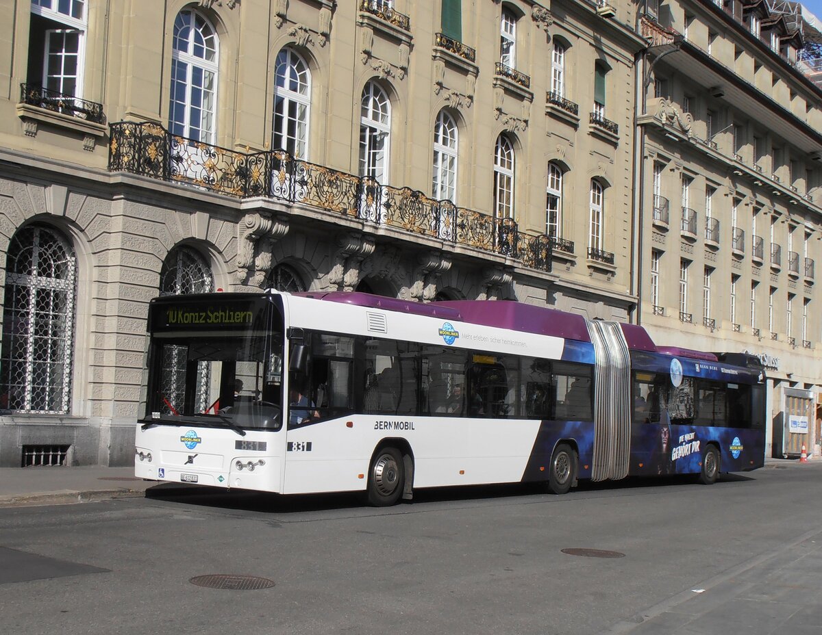 (234'141) - Bernmobil, Bern - Nr. 831/BE 612'831 - Volvo am 28. M�rz 2022 in Bern, Bundesplatz