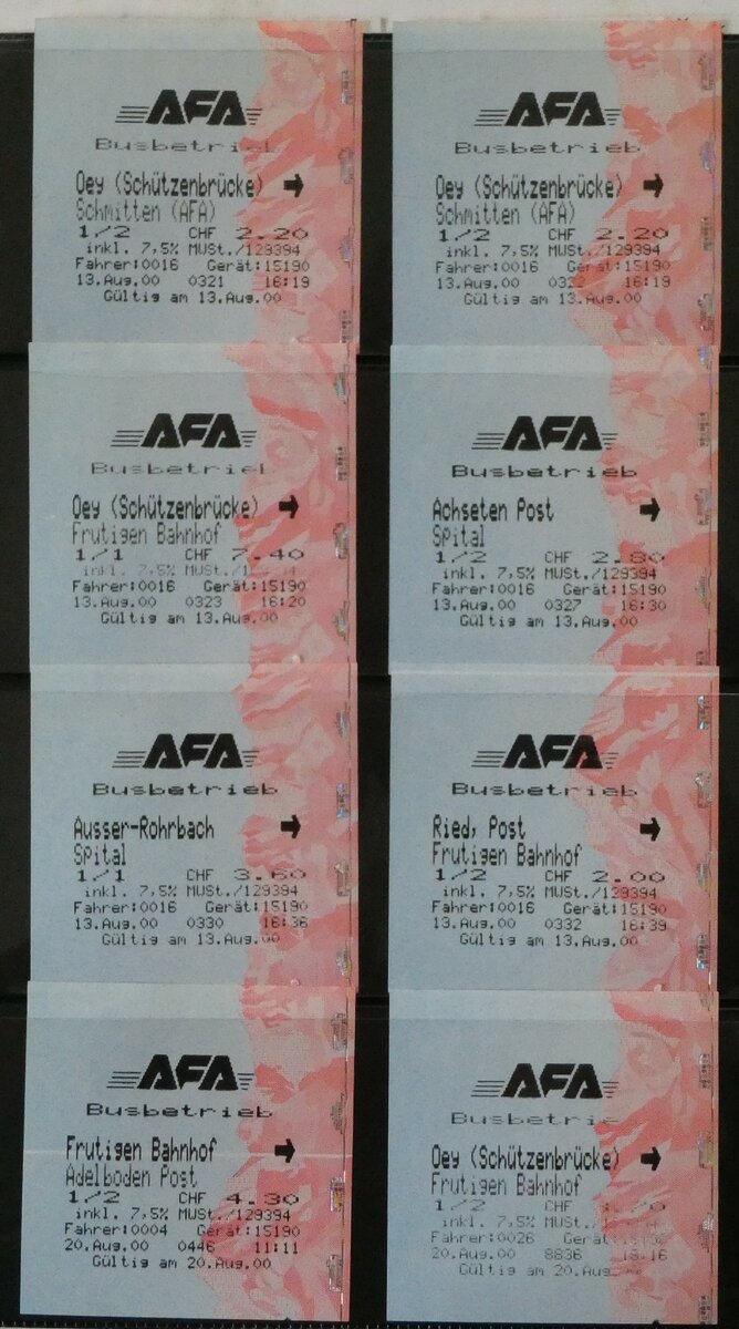 (234'891) - AFA-Einzelbillette am 29. April 2022 in Thun