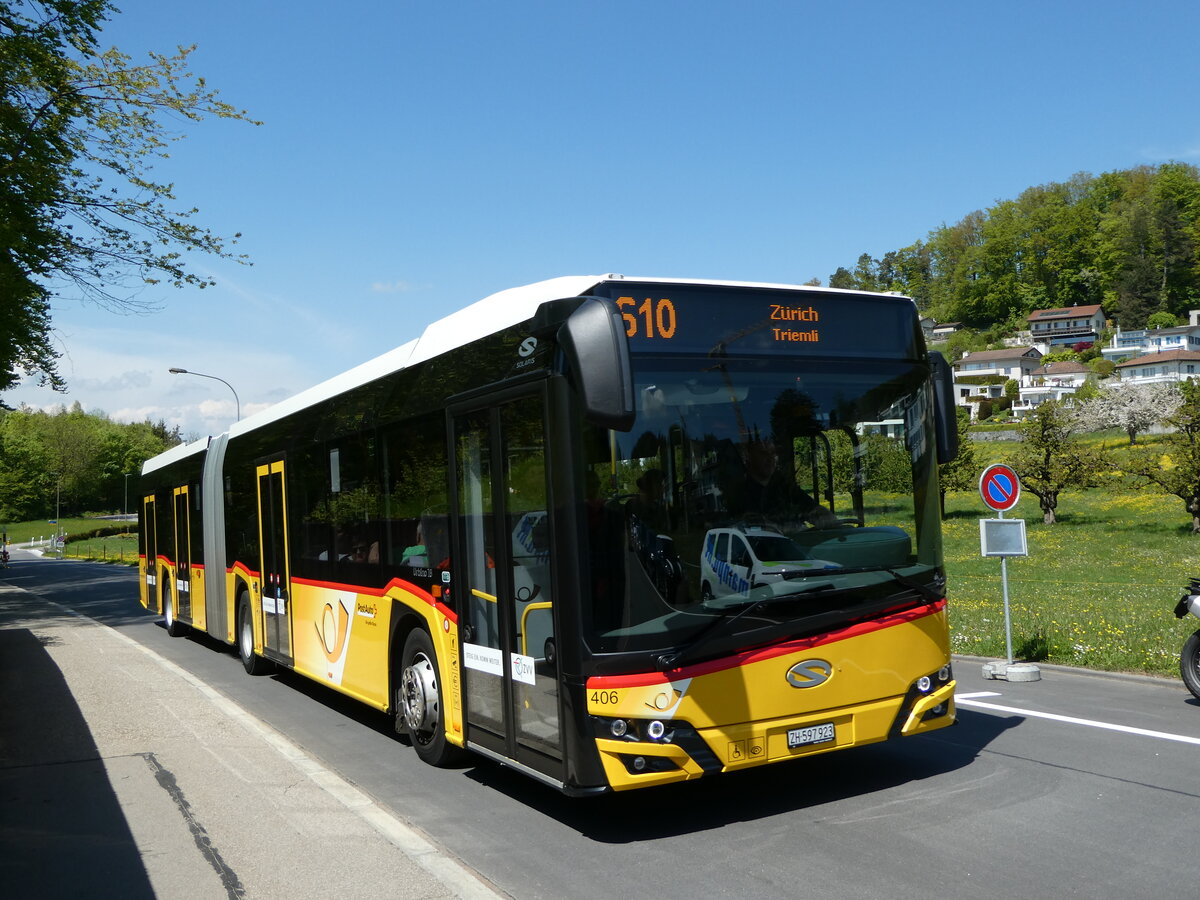 (235'030) - PostAuto Z�rich - Nr. 406/ZH 597'923 - Solaris am 2. Mai 2022 in Ringlikon, Langwis