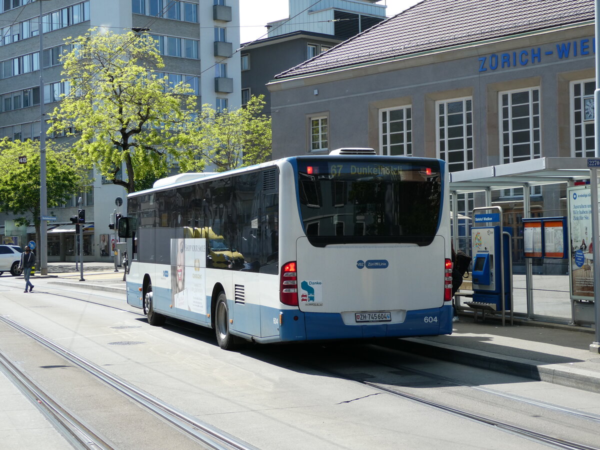 (235'074) - VBZ Z�rich - Nr. 604/ZH 745'604 - Mercedes am 2. Mai 2022 beim Bahnhof Z�rich-Wiedikon