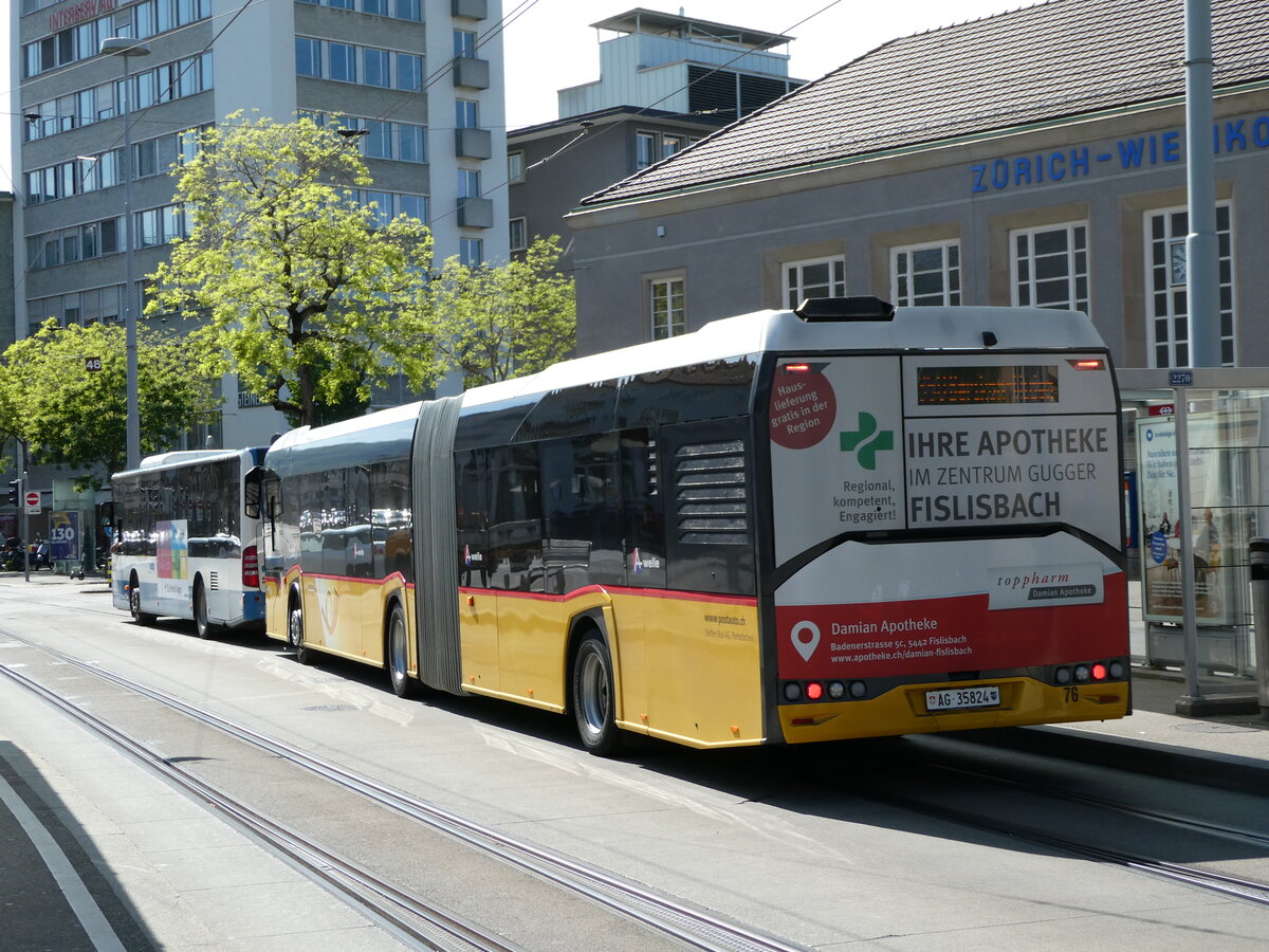 (235'080) - Steffen, Remetschwil - Nr. 76/AG 35'824 - Solaris am 2. Mai 2022 beim Bahnhof Z�rich-Wiedikon