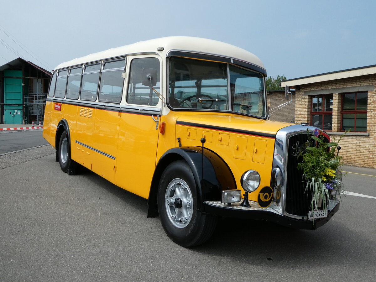(235'375) - Bl�chlinger, Endingen - AG 69'937 - Saurer/T�scher (ex Dubach, Walde; ex Spescha, Andiast) am 7. Mai 2022 in Attikon, Wegm�ller