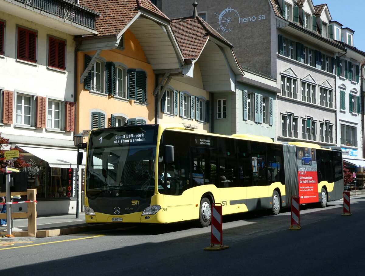 (235'534) - STI Thun - Nr. 708/BE 865'708 - Mercedes am 9. Mai 2022 in Thun, Marktgasse (prov. Haltestelle)