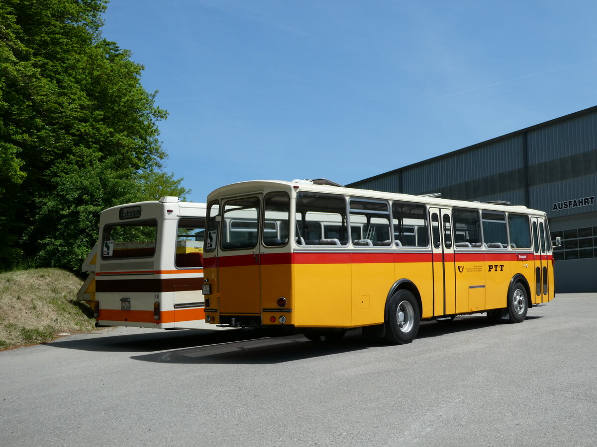 (235'639) - Gast, Reutigen - BE 113'160 - Saurer/T�scher (ex HPTrans, Thusis; ex Mauerhofer, Worb; ex Erni, Schupfart Nr. 3; ex P 24'636) am 15. Mai 2022 in Burgdorf, �kihof Ziegelgut