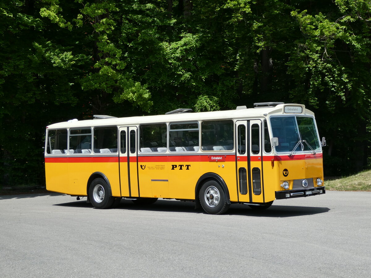 (235'649) - Gast, Reutigen - BE 113'160 - Saurer/T�scher (ex HPTrans, Thusis; ex Mauerhofer, Worb; ex Erni, Schupfart Nr. 3; ex P 24'636) am 15. Mai 2022 in Burgdorf, �kihof Ziegelgut