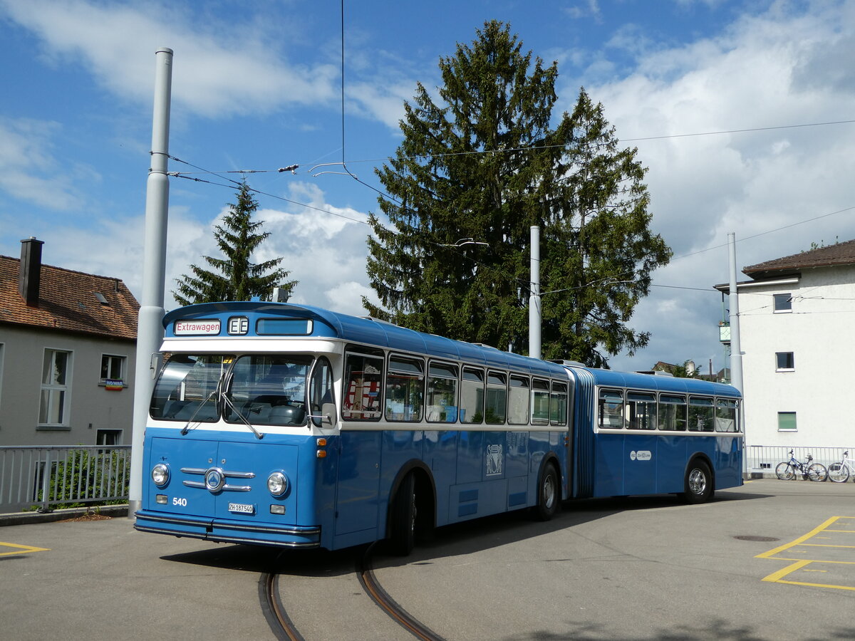 (236'384) - VBZ Z�rich (TMZ) - Nr. 540/ZH 187'540 - Saurer/Saurer (ex Nr. 7540; ex Nr. 540) am 28. Mai 2022 in Z�rich, Wartau