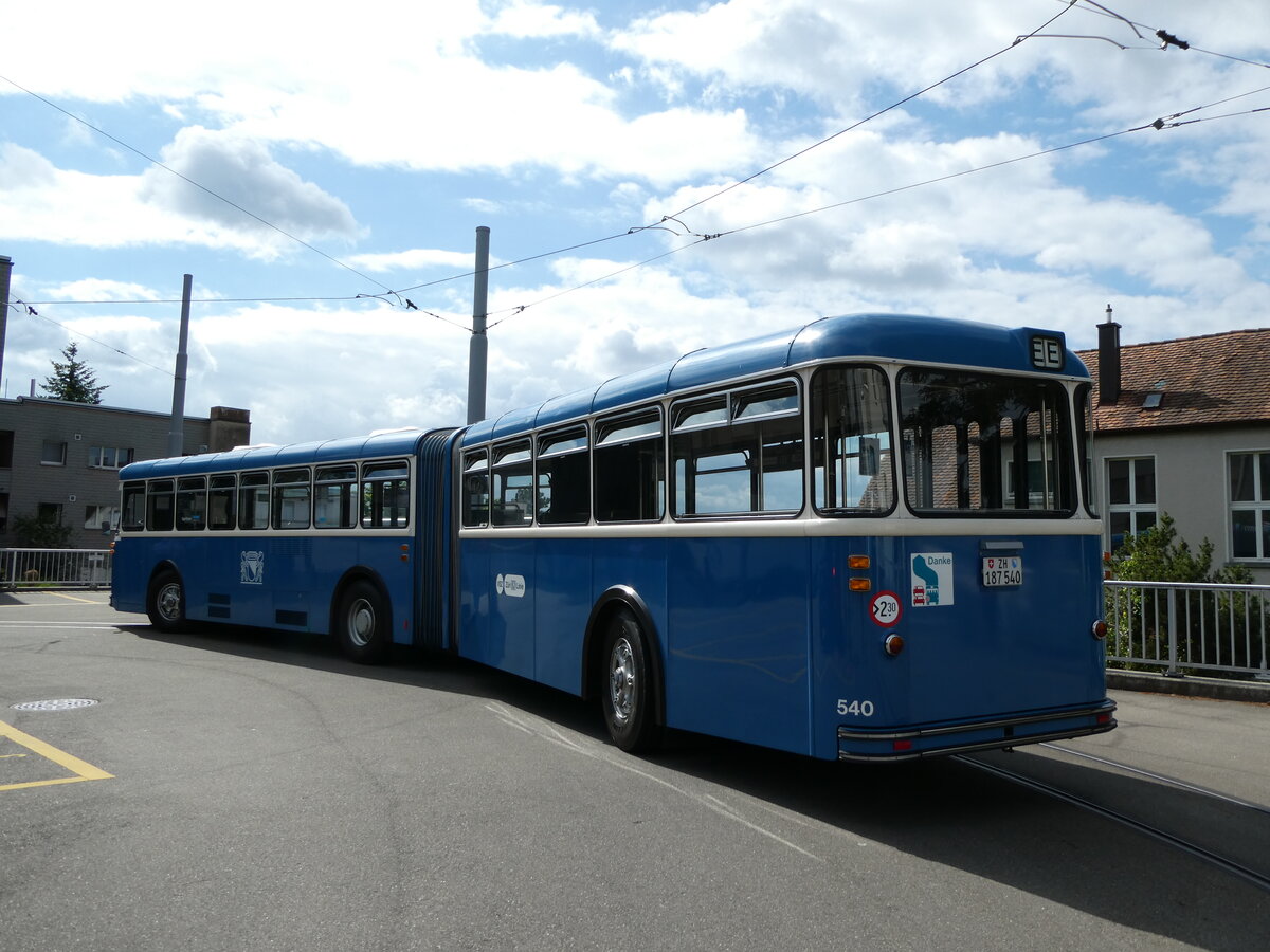 (236'387) - VBZ Z�rich (TMZ) - Nr. 540/ZH 187'540 - Saurer/Saurer (ex Nr. 7540; ex Nr. 540) am 28. Mai 2022 in Z�rich, Wartau