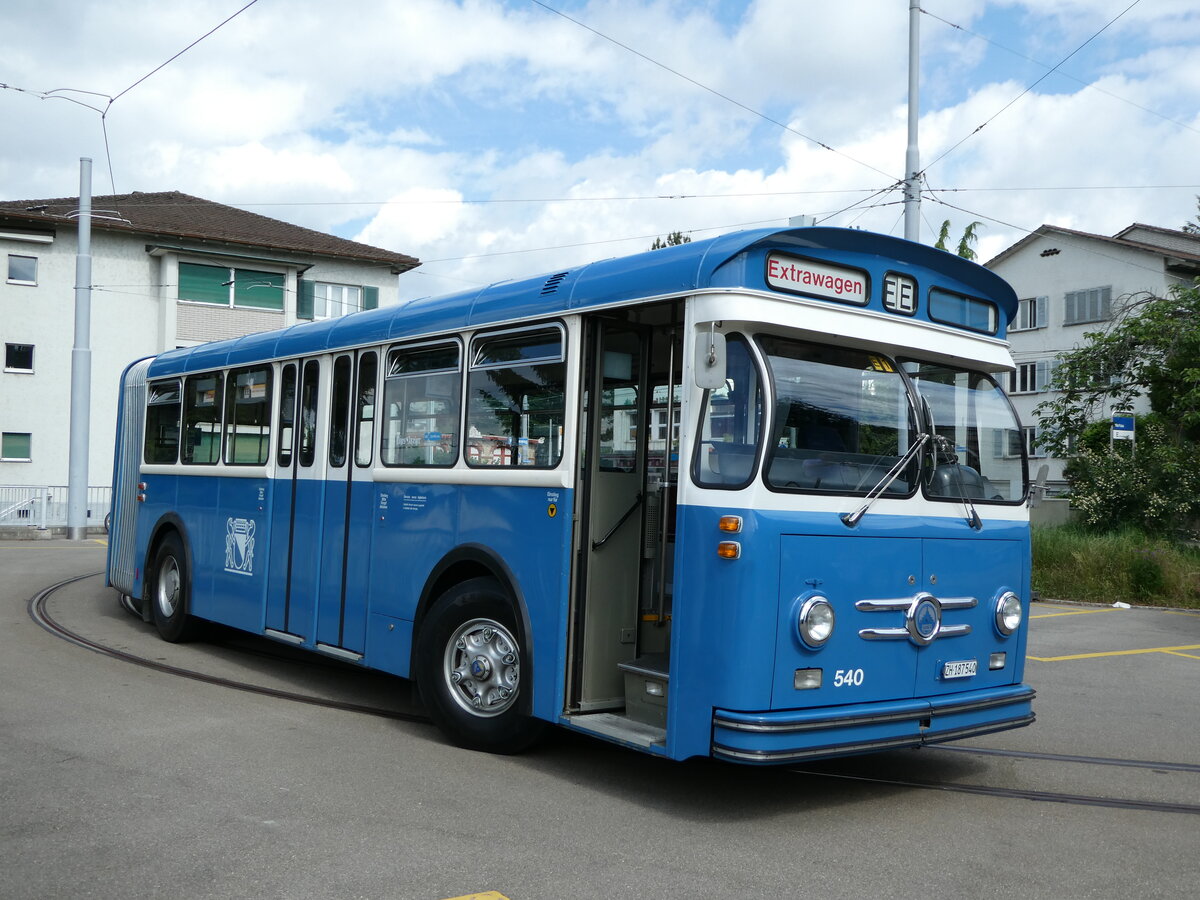 (236'388) - VBZ Z�rich (TMZ) - Nr. 540/ZH 187'540 - Saurer/Saurer (ex Nr. 7540; ex Nr. 540) am 28. Mai 2022 in Z�rich, Wartau (Teilaufnahme)