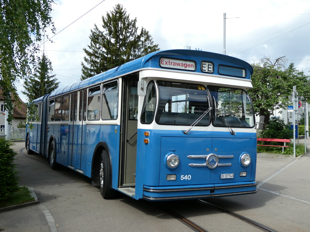 (236'392) - VBZ Z�rich (TMZ) - Nr. 540/ZH 187'540 - Saurer/Saurer (ex Nr. 7540; ex Nr. 540) am 28. Mai 2022 in Z�rich, Wartau